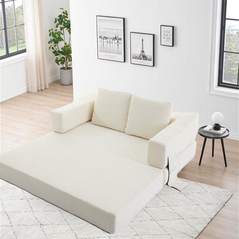 Hokku Designs Hermgenes DIY Minimalist Floor Sofa Fold Out Chenille Sofa Bed with Pillow Memory Foam Convertible Chair Floor Couch without Assembly Wayfair
